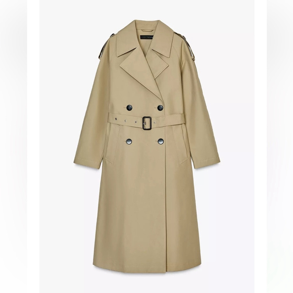 Zara Belted Topcoat | Tan Trench Coat | Size XL NWT Brown Beige - Picture 2 of 7